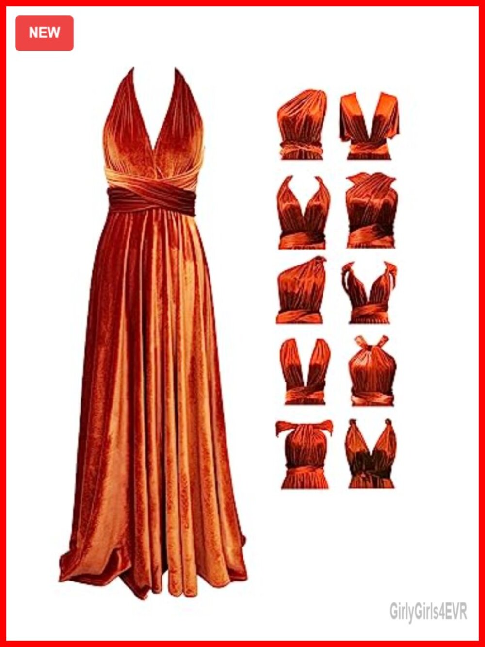 Velvet Multi-Way Wrap Infinity Maxi Dress Bridesmaid Convertible